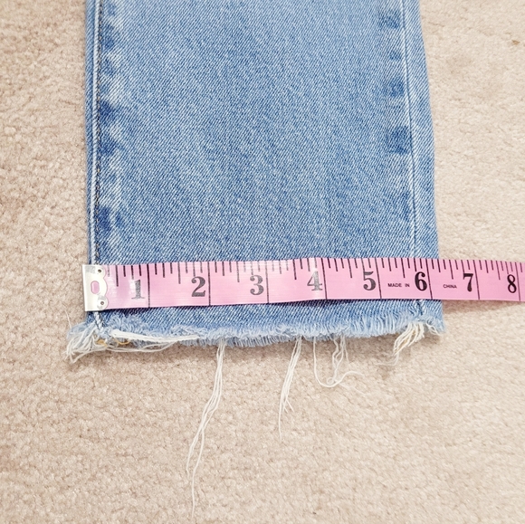 J.Crew Essential Straight Jeans Womens 25 Light Wash Button Fly Raw Hem Stretch - Picture 10 of 13